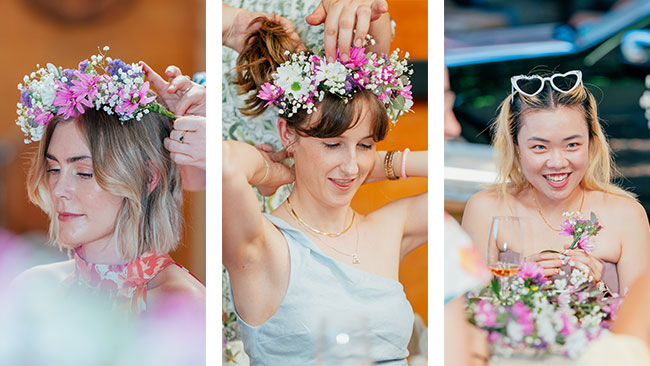 celebrate hens day flower crown workshop and wine tours